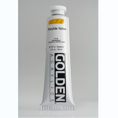 Golden, Heavy Body, Acrylic, Paint, 2oz, Diarylide Yellow